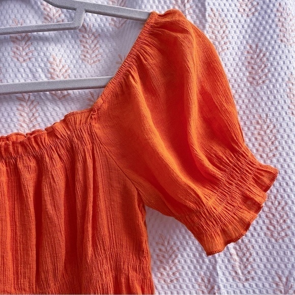 Timing Cropped Top Womens Small Orange Peasant Boho Soft Vibrant Colorful - Picture 4 of 9